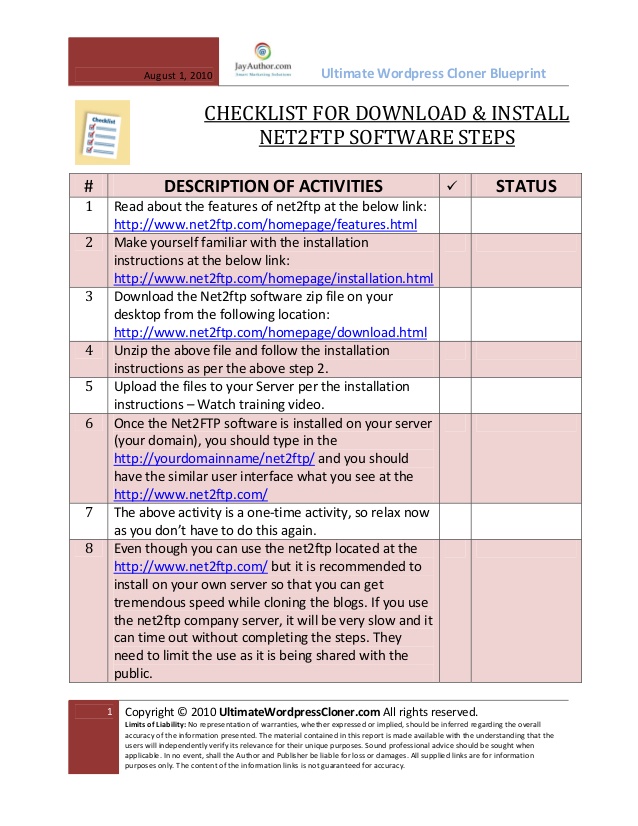 server installation checklist